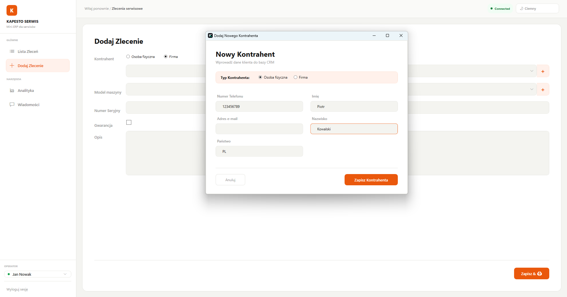 Dodawanie kontrahenta
