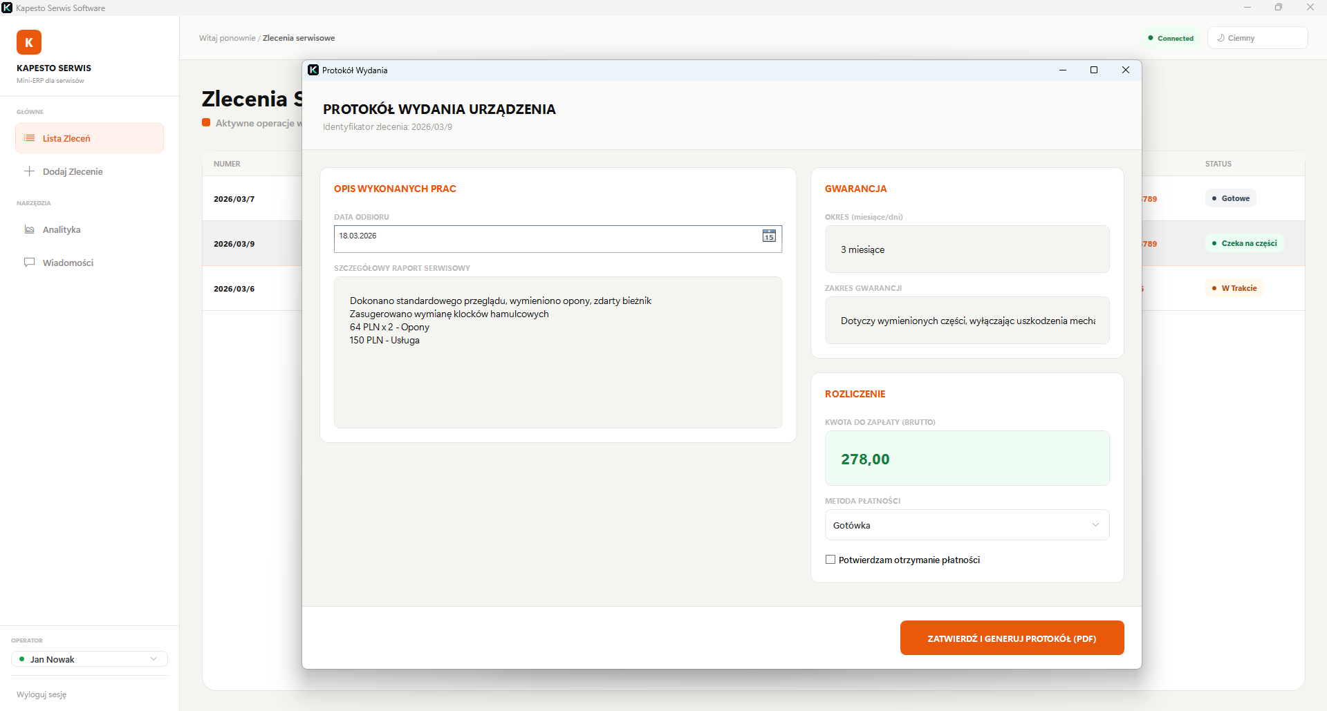 Generowanie protokołu